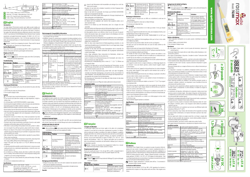 Page 1 de la notice Manuel utilisateur Rossmax Qutie TG380