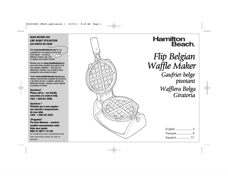 Page n°1 - Manuel utilisateur Hamilton Beach Durathon 26133