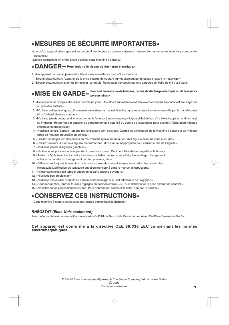 Página 1 del manual Manual de usuario Singer Futura 200