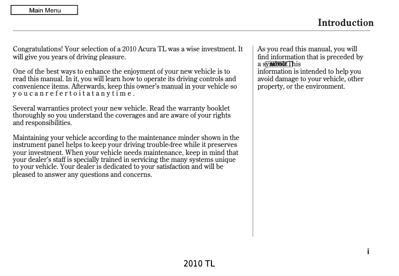 Image de la première page du manuel de l'appareil TL (2010)