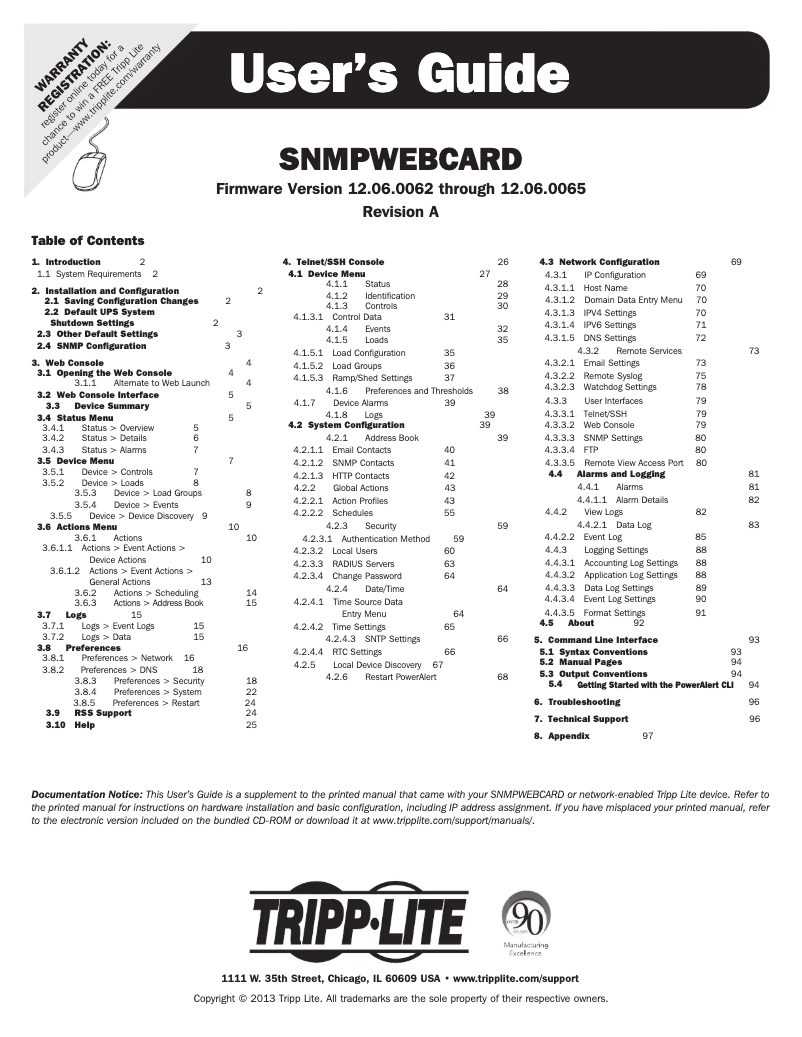 Page n°1 - Manuel utilisateur Tripp Lite SNMPWEBCARD