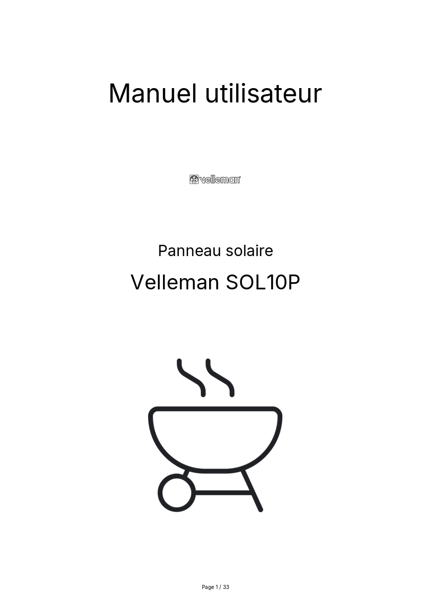 Image de la première page du manuel de l'appareil SOL10P