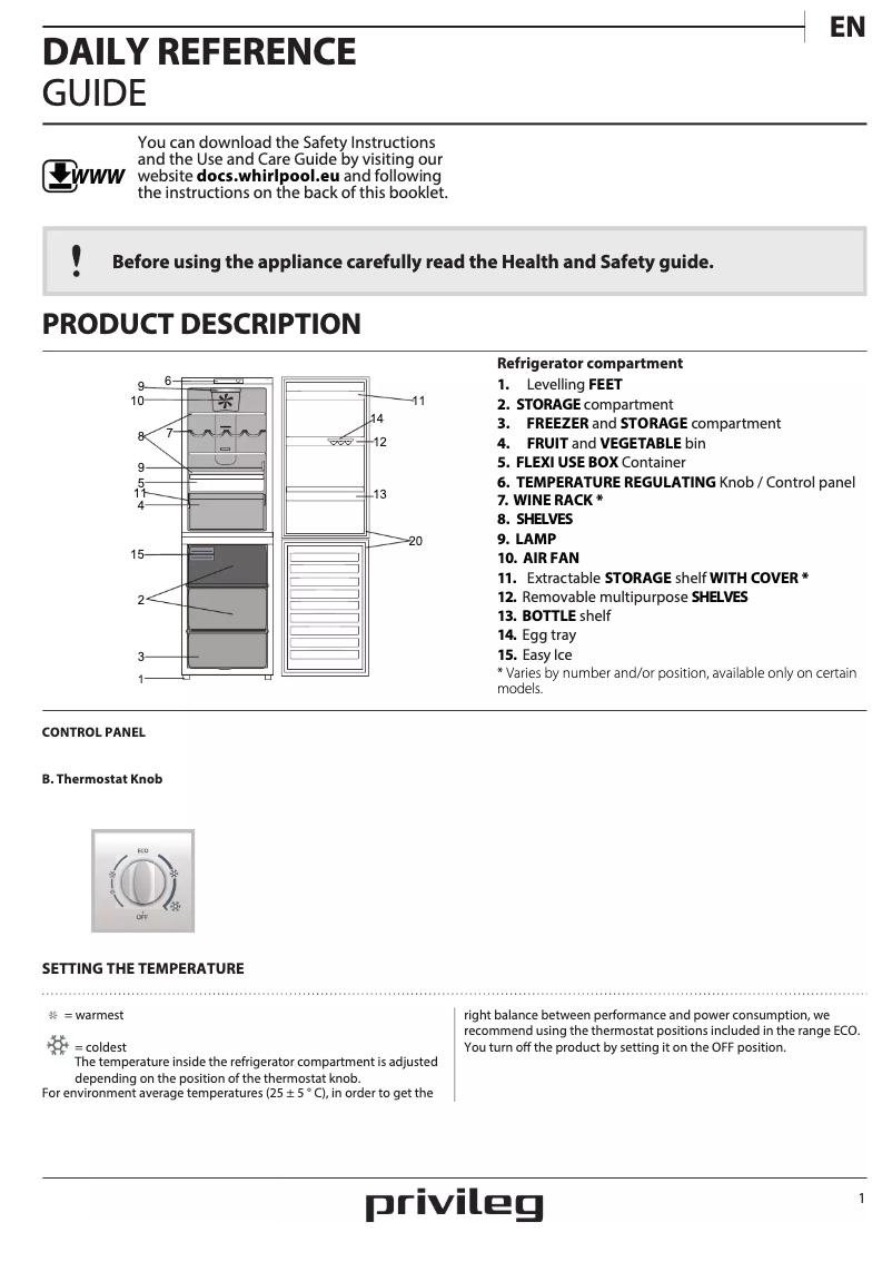 Image de la première page du manuel de l'appareil PRBN 386S A++