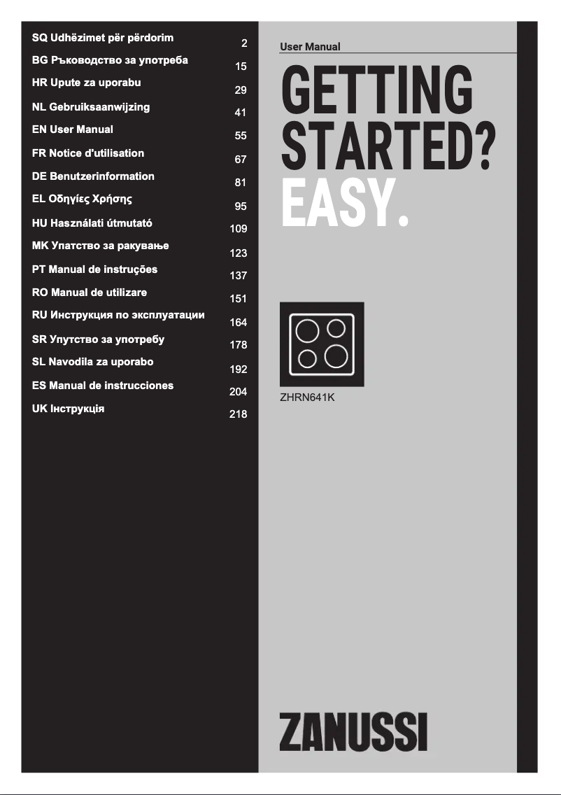 Image de la première page du manuel de l'appareil ZHRN641K