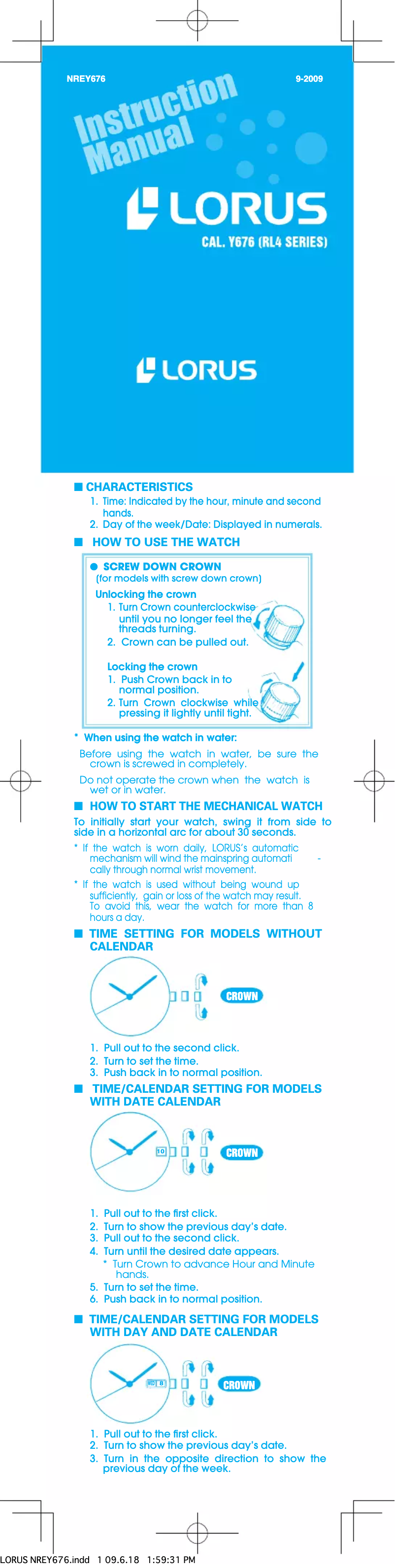 Página 1 del manual Manual de usuario Lorus Y676