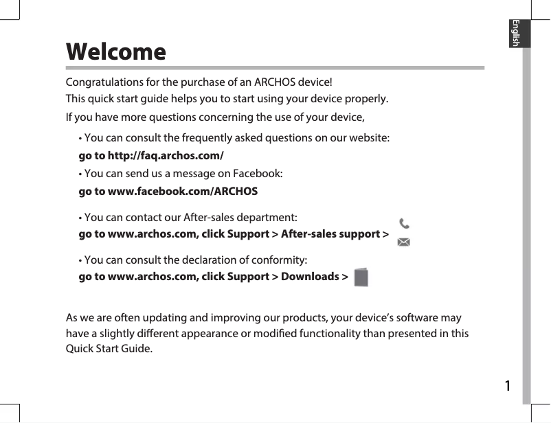 Page 1 de la notice Manuel utilisateur Archos Helium 101 Lite 4G