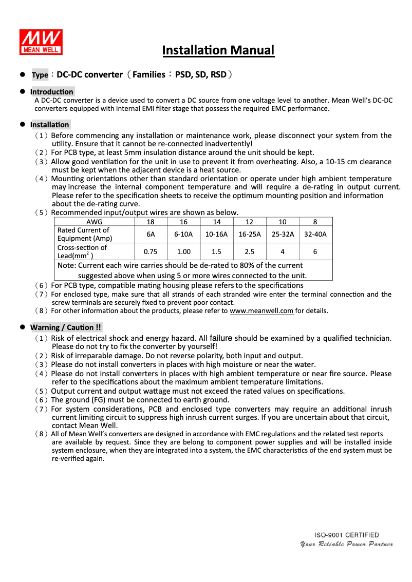 Page 1 de la notice Mode d'emploi Mean Well RSD-300B-48