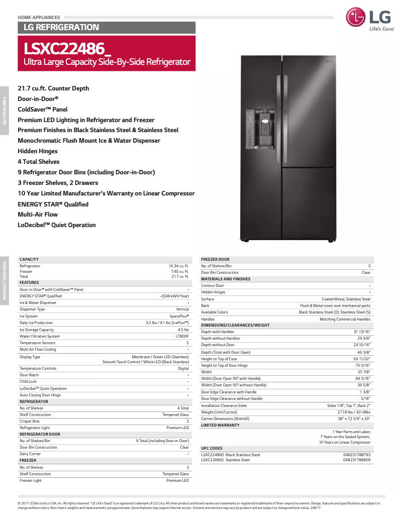 Page 1 de la notice Manuel utilisateur LG LSXC22486