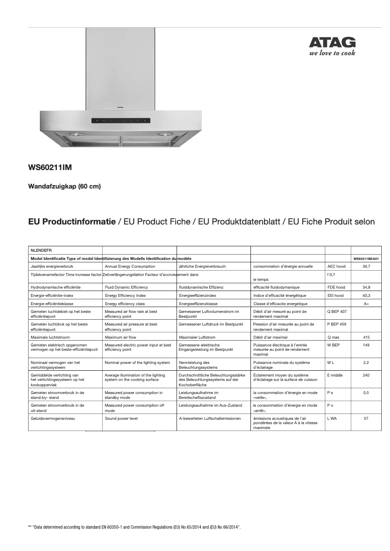 Page n°1 - Fiche technique Atag WS60211IM
