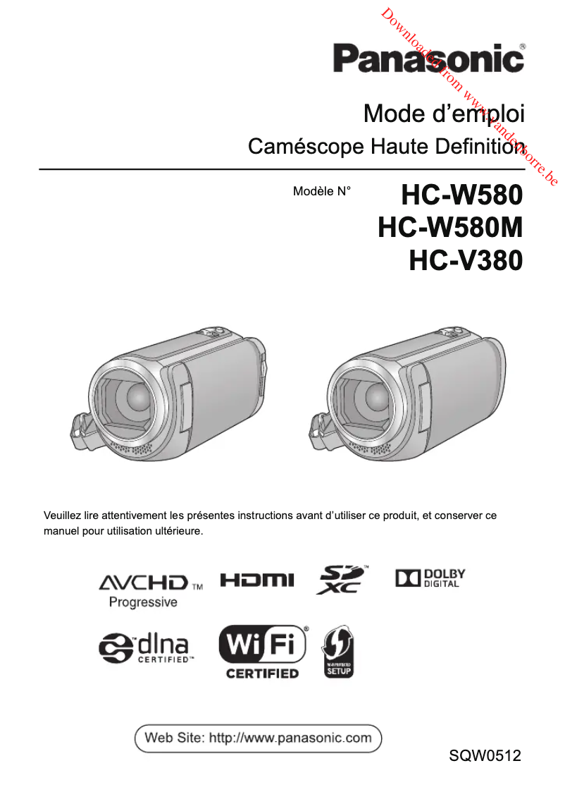 Page 1 de la notice Manuel utilisateur Panasonic HC-V380