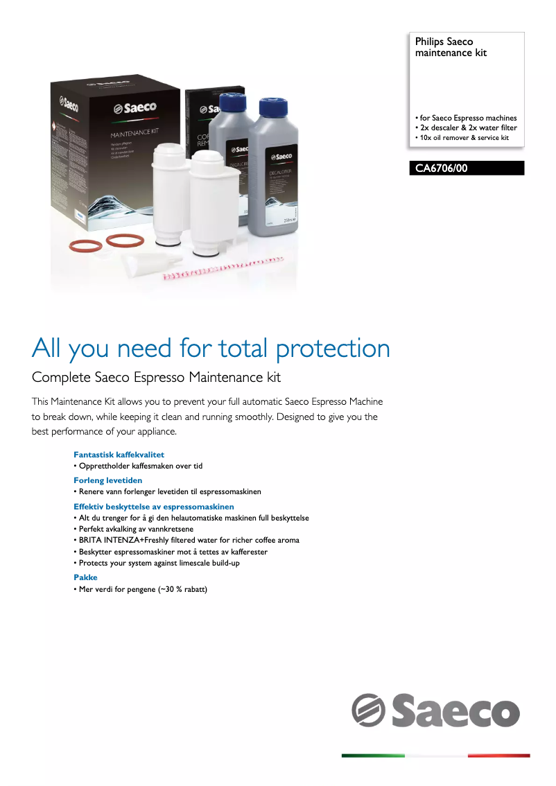 Page 1 de la notice Brochure Philips CA6706