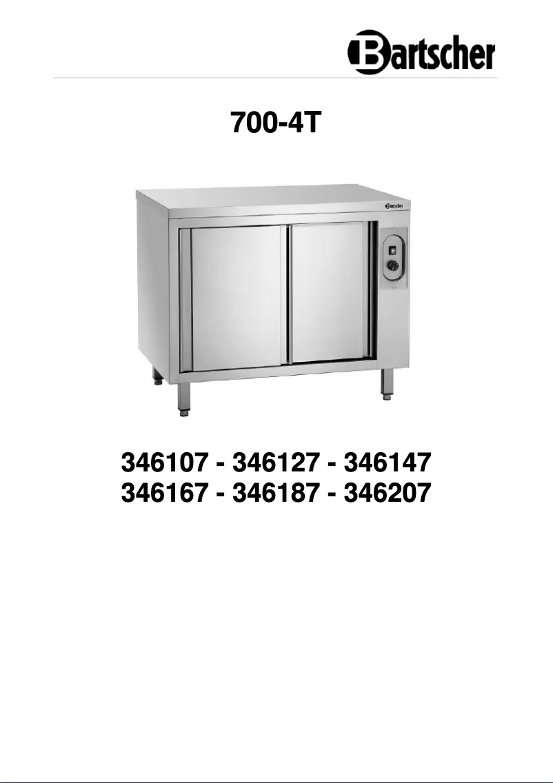 Page 1 de la notice Manuel utilisateur Bartscher 700-4T 1200