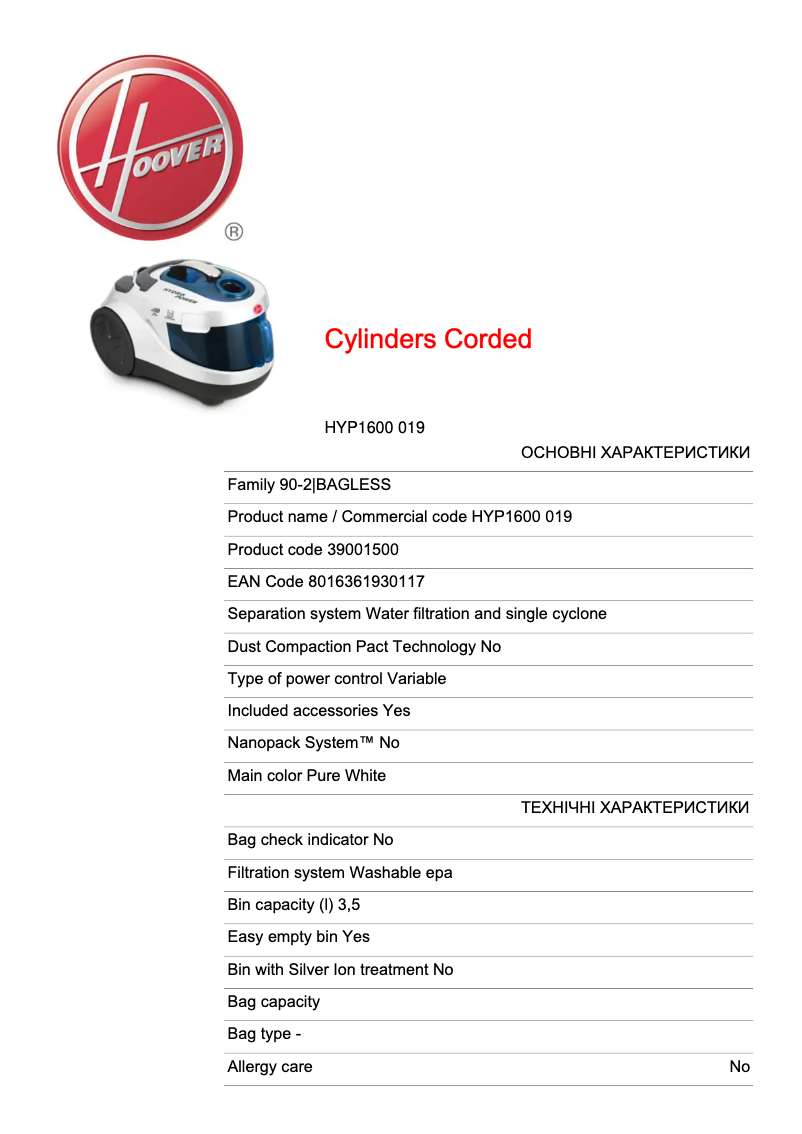 Image de la première page du manuel de l'appareil Hydropower HYP1600 019