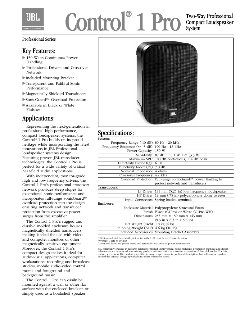 Image de la première page du manuel de l'appareil Control 1 Pro