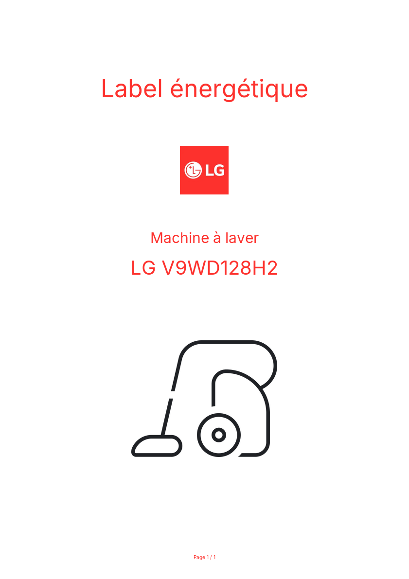 Page n°1 - Label énergétique LG V9WD128H2