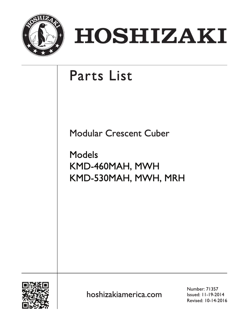 Page 1 de la notice Manuel utilisateur Hoshizaki KMD-530MWH