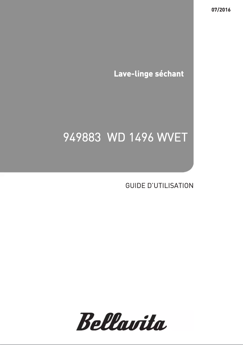 Page n°1 - Manuel utilisateur Bellavita WD 1496 WVET