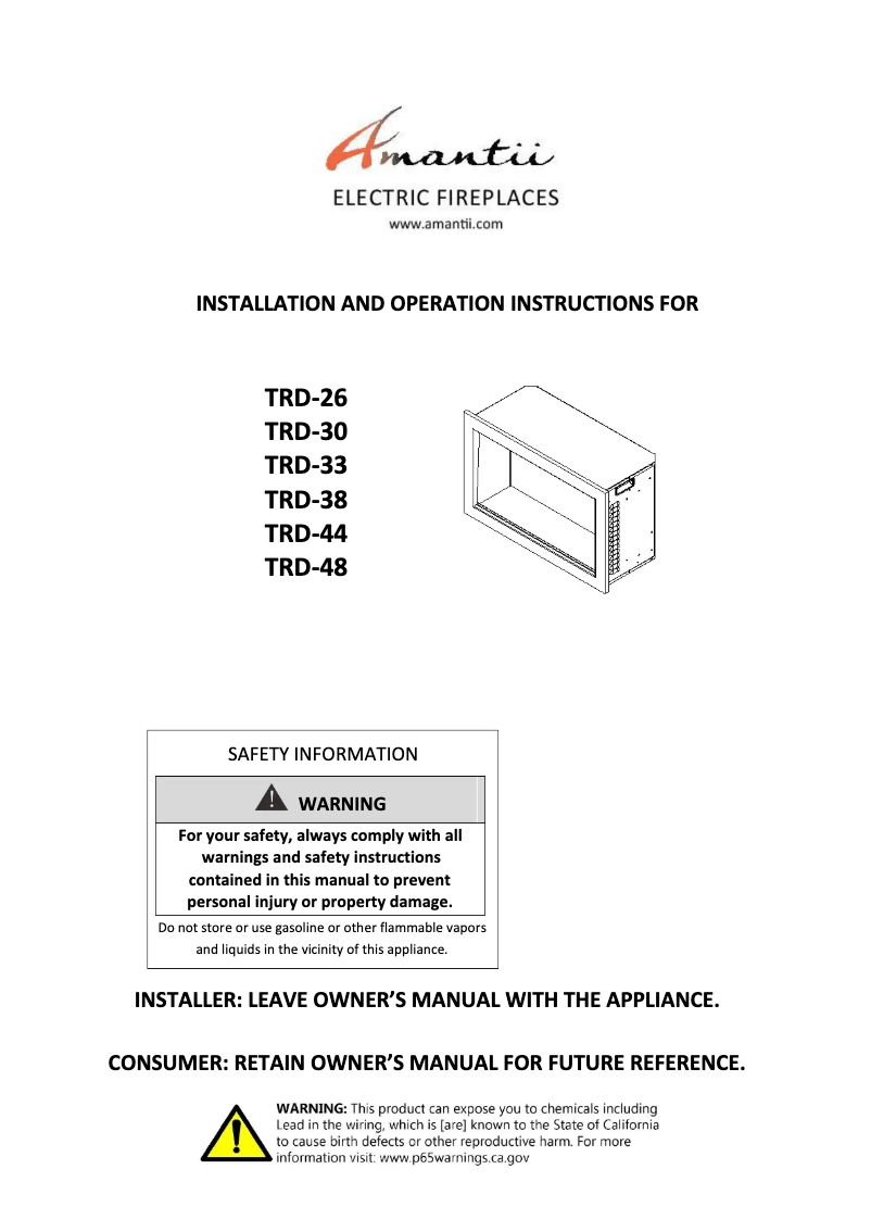 Page n°1 - Manuel utilisateur Amantii TRD-30