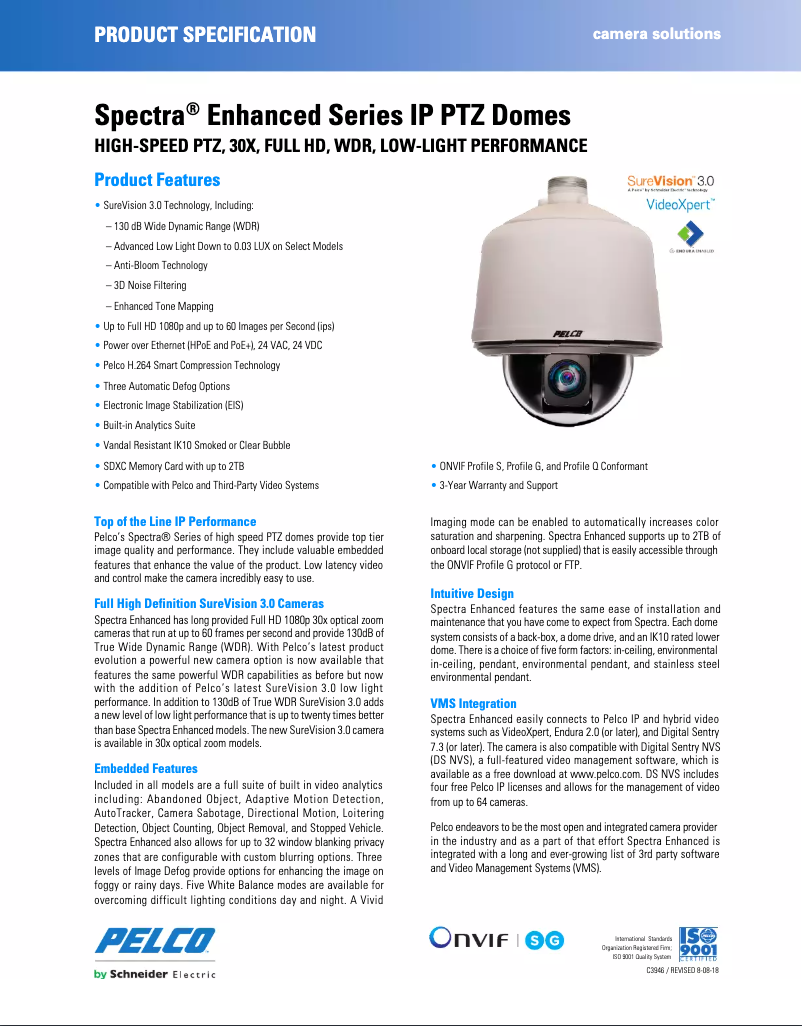 Página 1 del manual Ficha técnica Pelco Spectra S6230