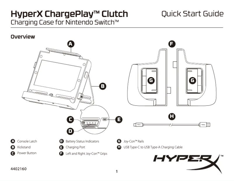 Image de la première page du manuel de l'appareil ChargePlay Clutch Nintendo Switch