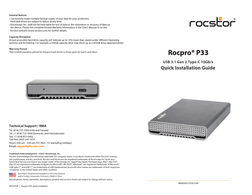Image de la première page du manuel de l'appareil Rocpro P33