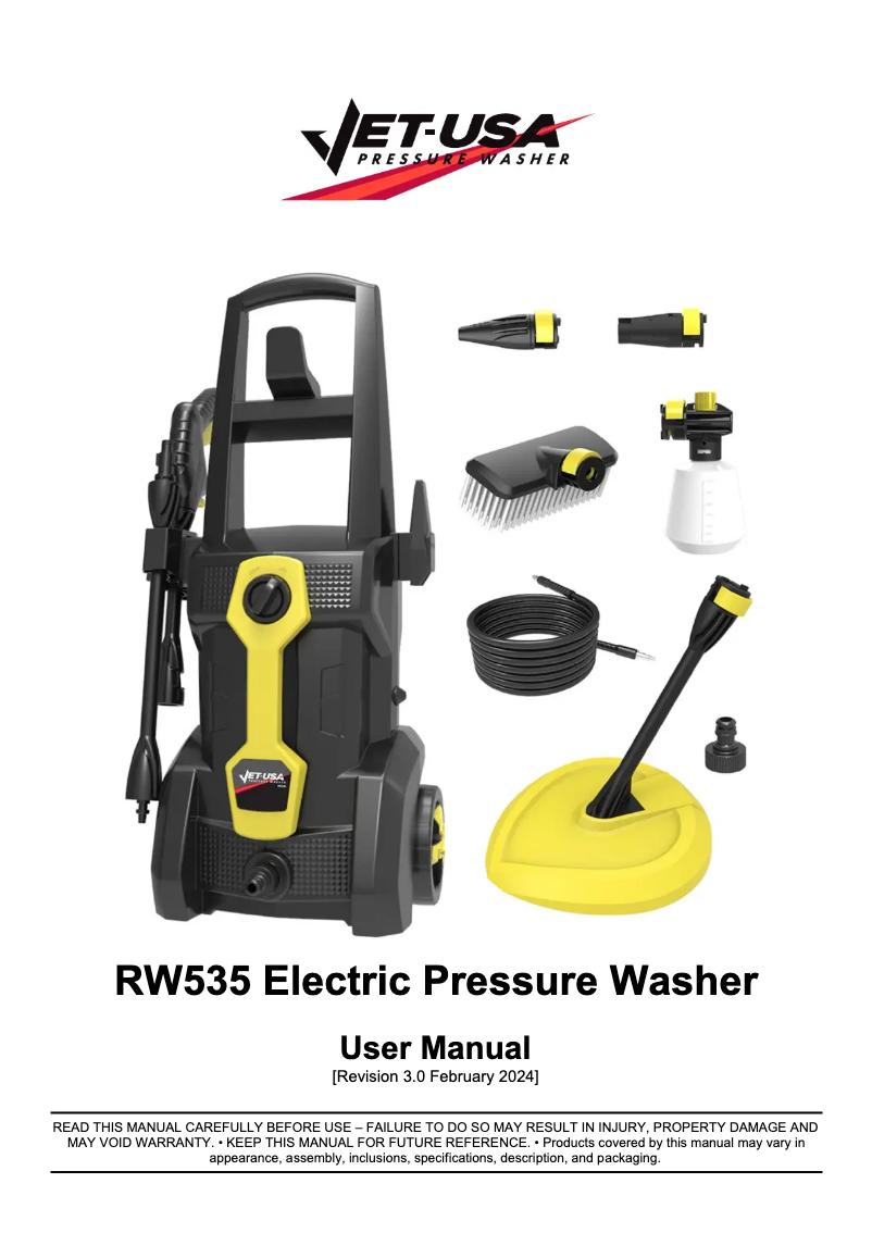 Page 1 de la notice Manuel utilisateur Jet-USA RW535