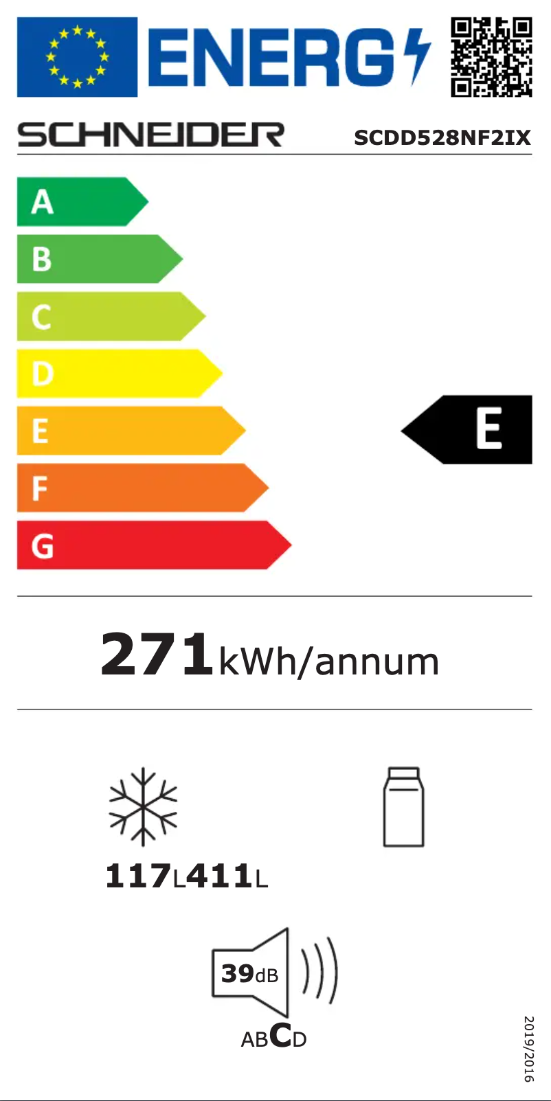 Page 1 de la notice Label énergétique Schneider SCDD528NF2IX