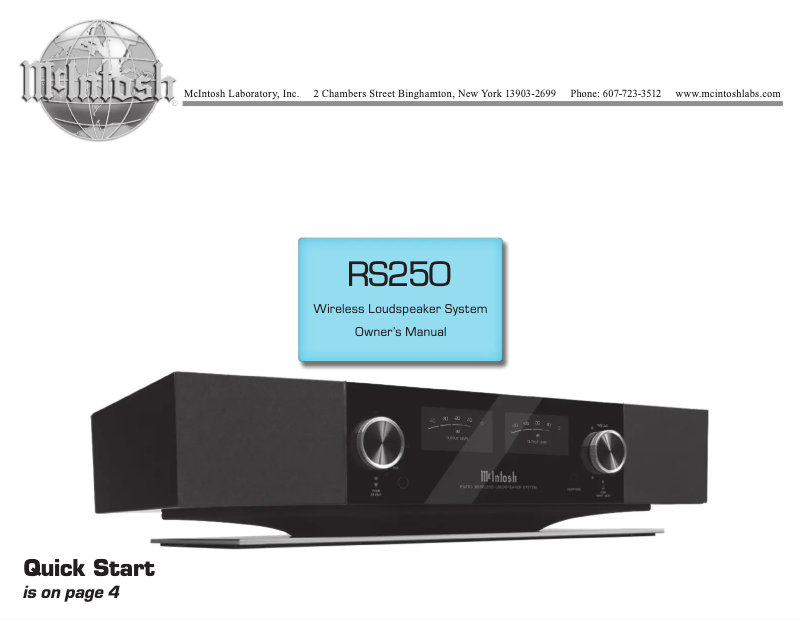 Image de la première page du manuel de l'appareil RS250