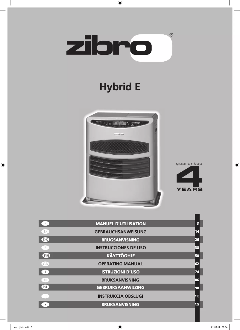 Page 1 de la notice Manuel utilisateur Zibro Kamin Hybrid E