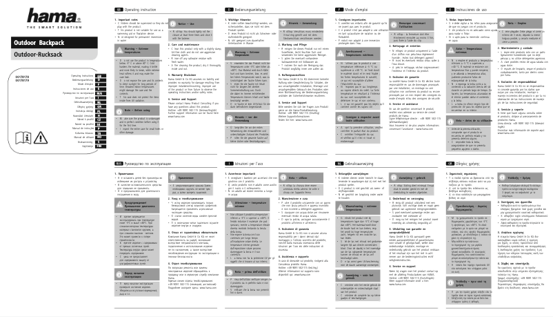 Page n°1 - Manuel utilisateur Hama Outdoor Backpack