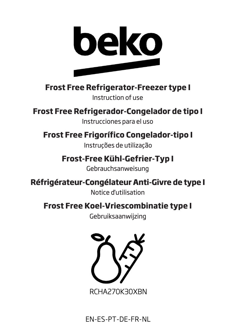 Page 1 de la notice Manuel utilisateur Beko RCHA270K30XBN