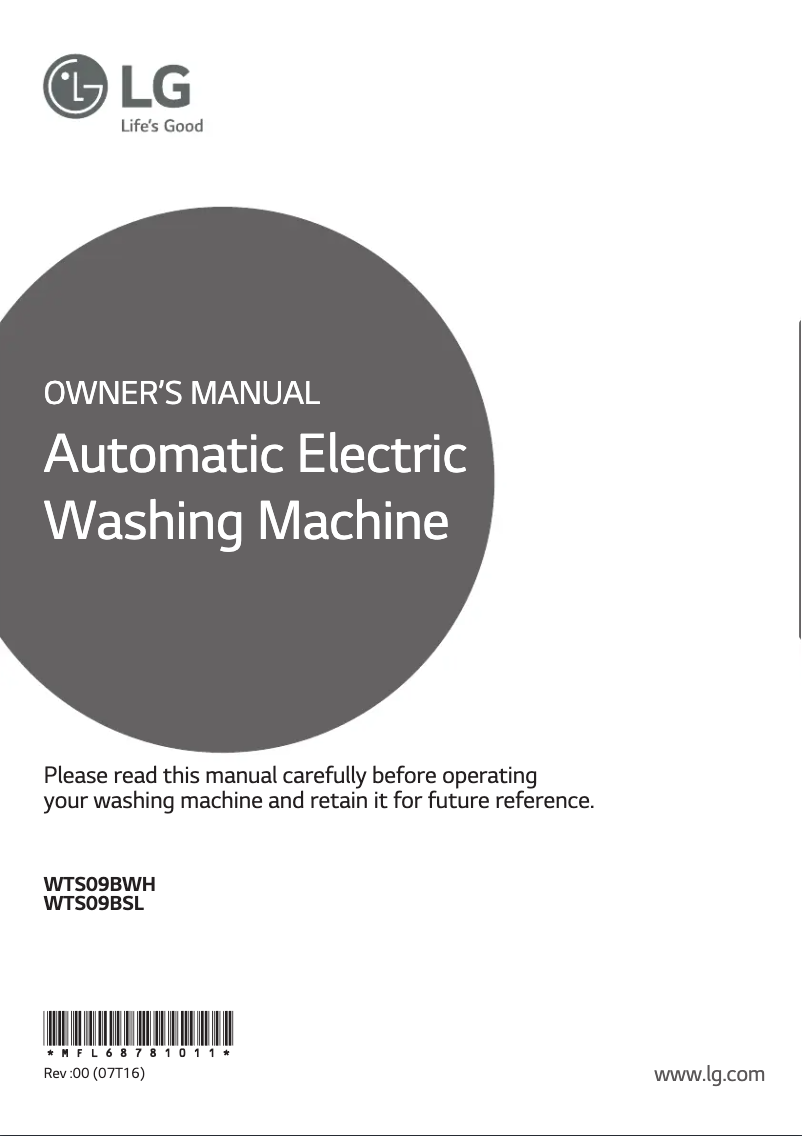 Image de la première page du manuel de l'appareil WTS09BSL