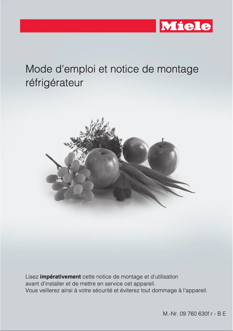 Page 1 de la notice Manuel utilisateur Miele K 1801 Vi