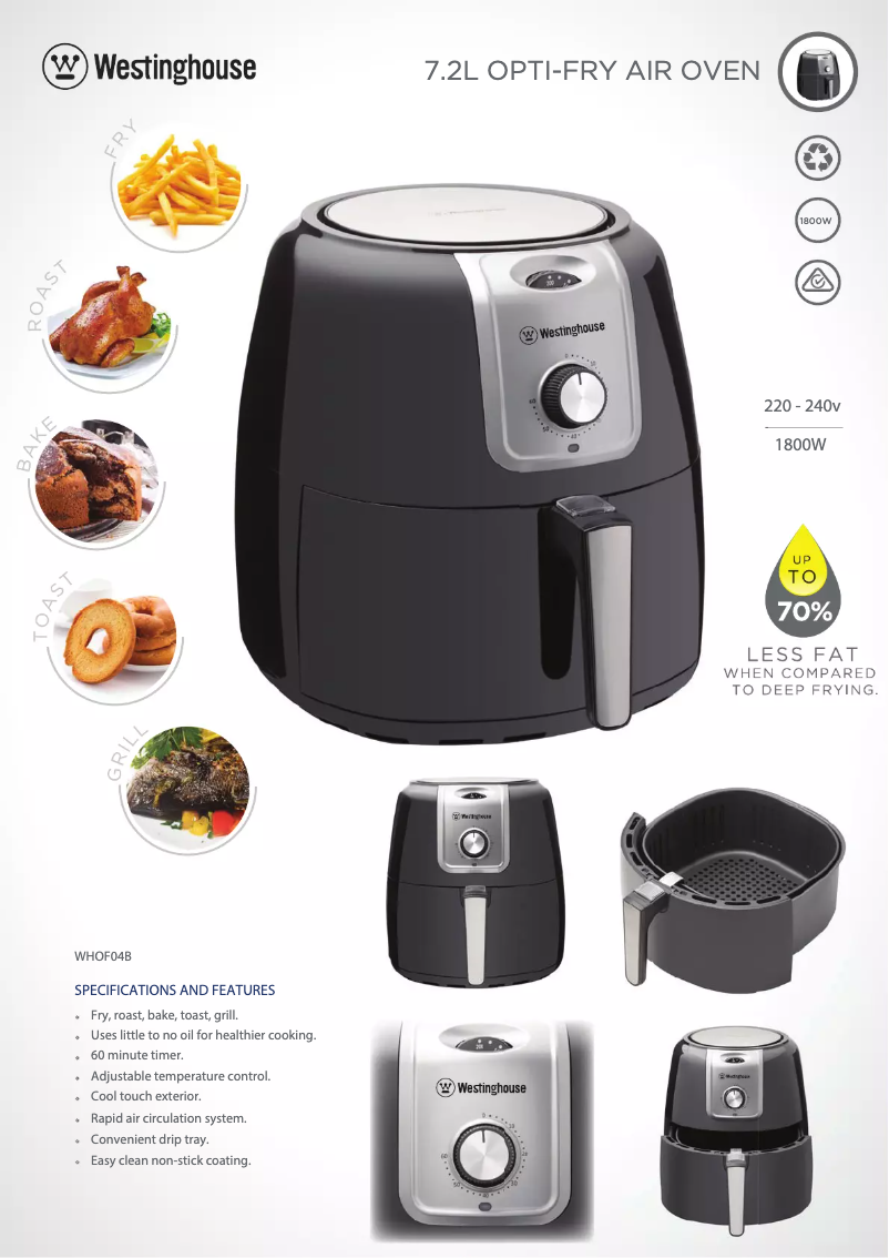 Page 1 de la notice Fiche technique Westinghouse WHOF04B