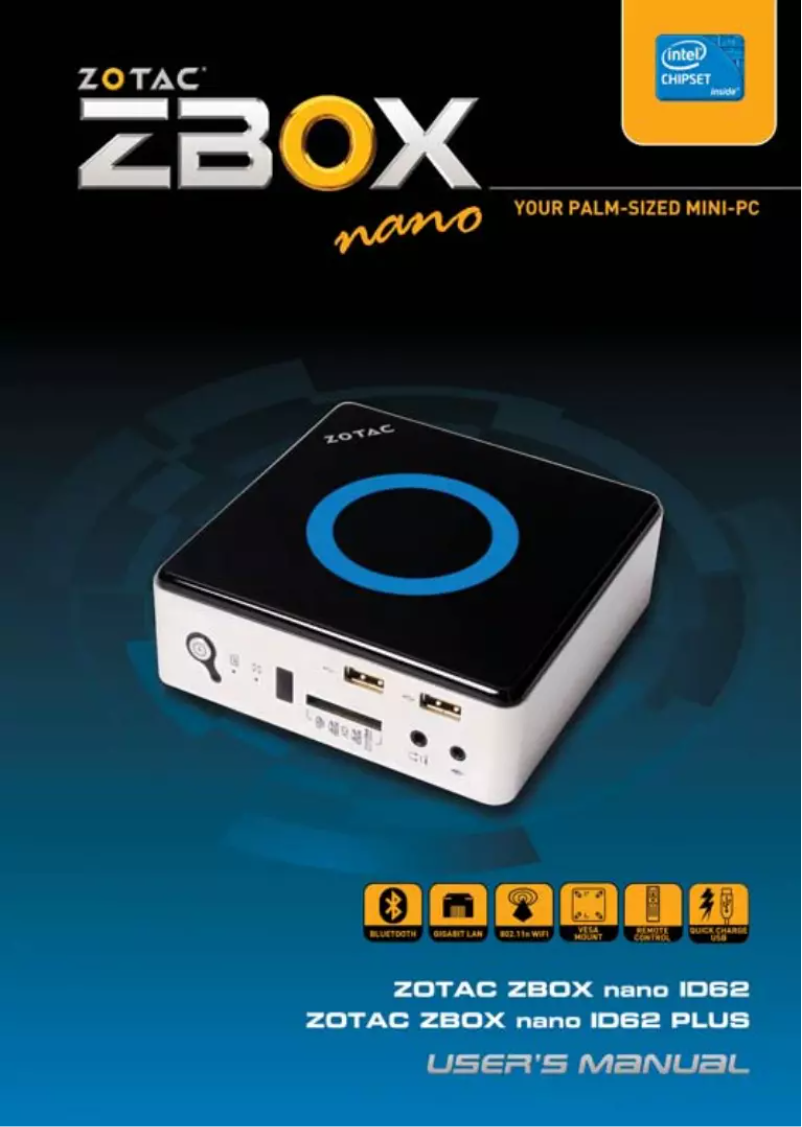Image de la première page du manuel de l'appareil ZBOX ID62 Nano