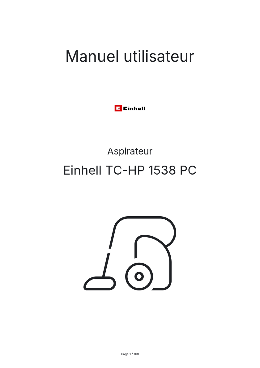 Page 1 de la notice Manuel utilisateur Einhell TC-HP 1538 PC