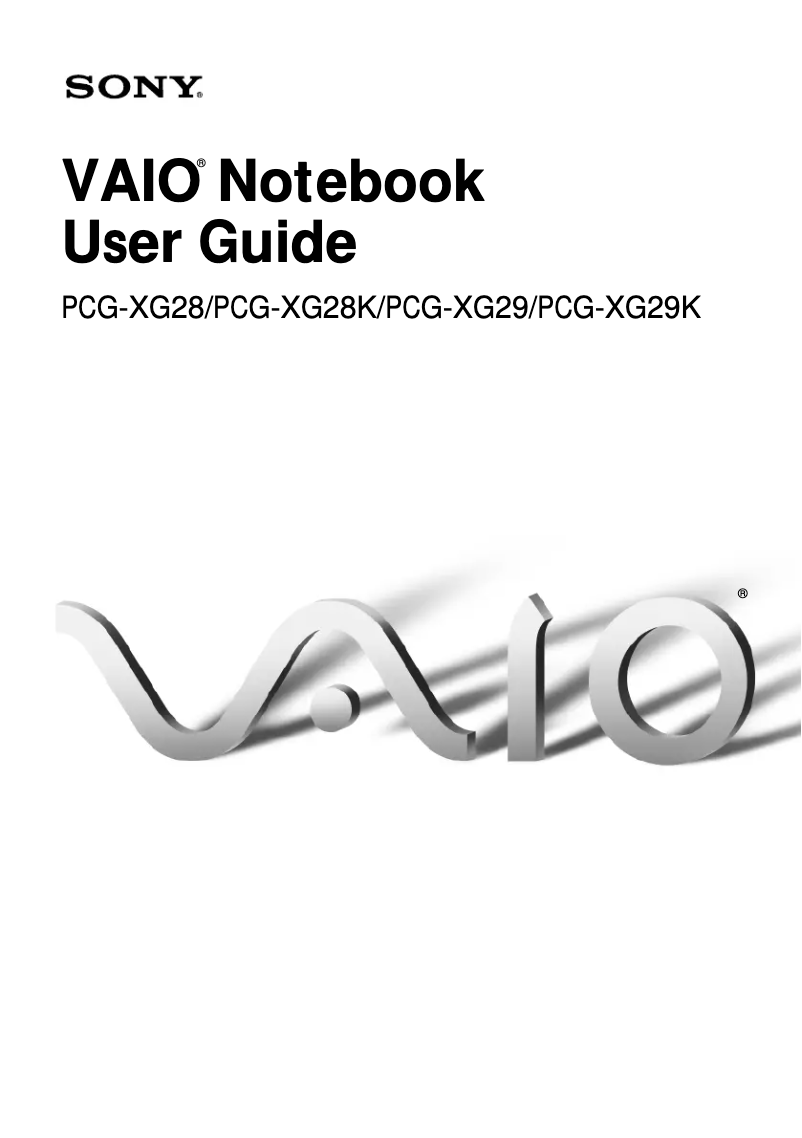Page n°1 - Manuel utilisateur Sony Vaio PCG-XG28