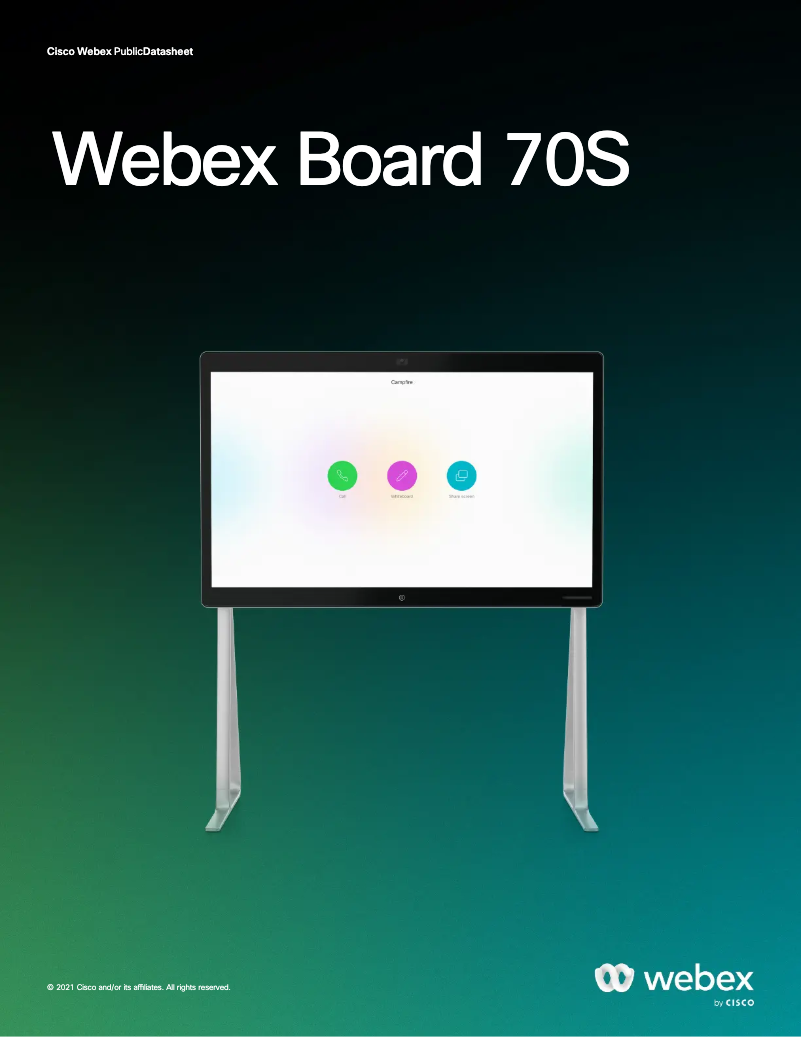 Image de la première page du manuel de l'appareil Webex Board 70S