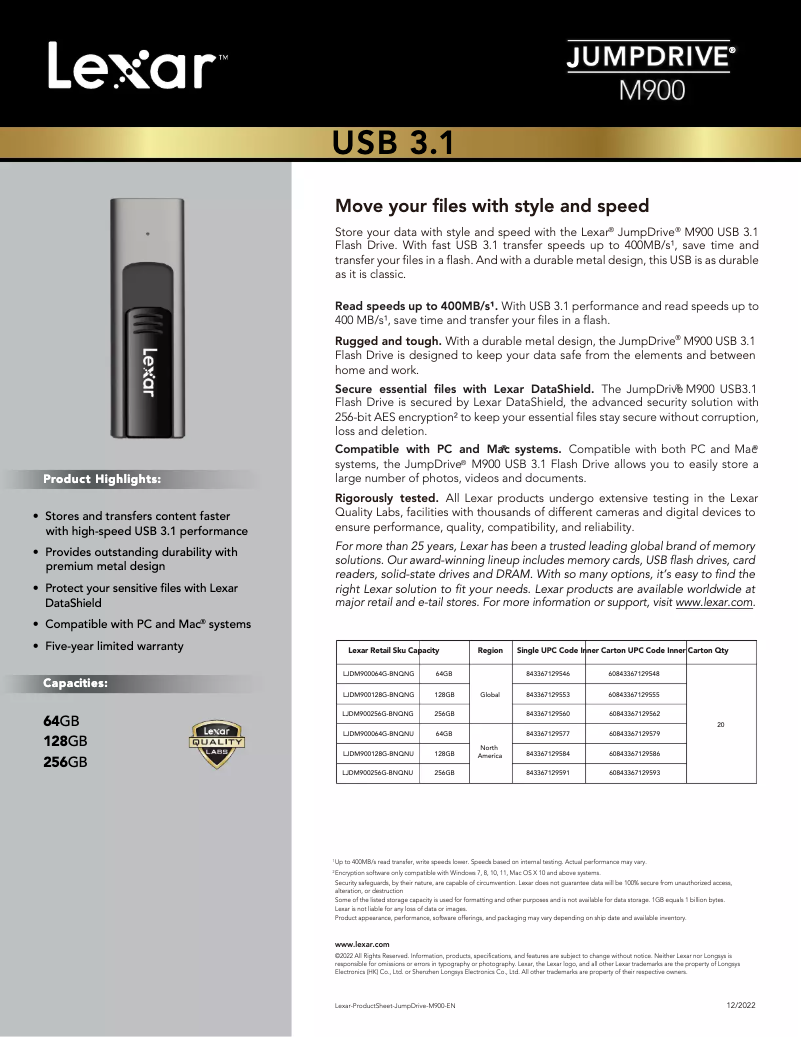 Image de la première page du manuel de l'appareil JumpDrive M900