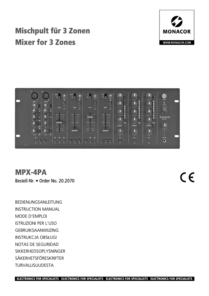 Page n°1 - Manuel utilisateur Monacor MPX-4PA