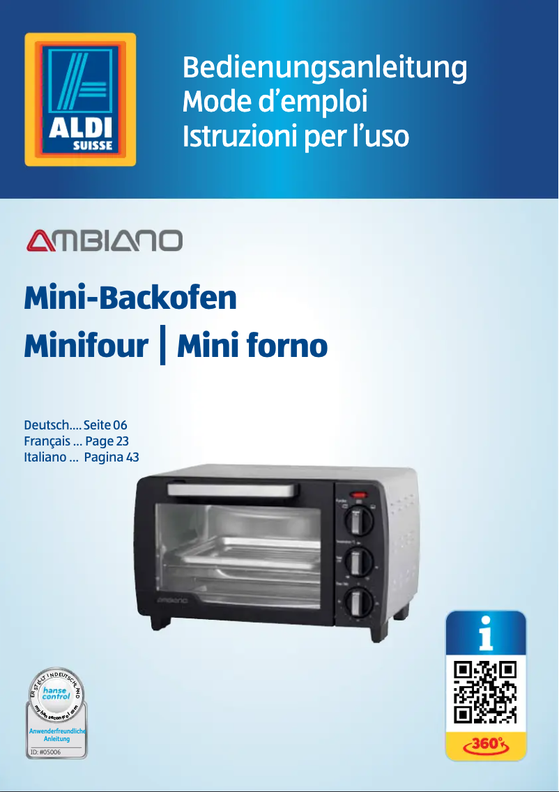 Page 1 de la notice Manuel utilisateur Ambiano GT-MO-07-CH