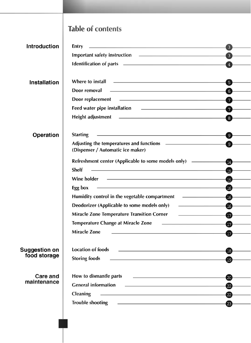 Image de la première page du manuel de l'appareil GR-L257ABB