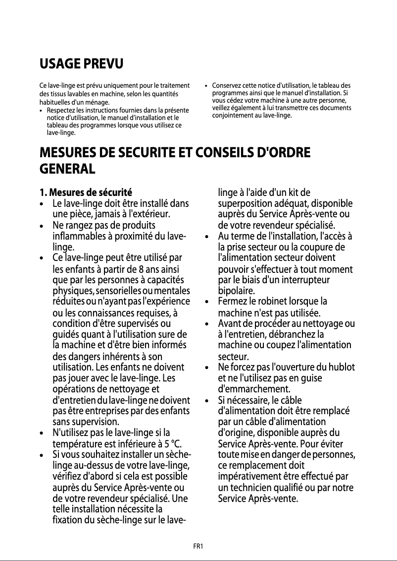 Page 1 de la notice Manuel utilisateur Whirlpool Century 1400