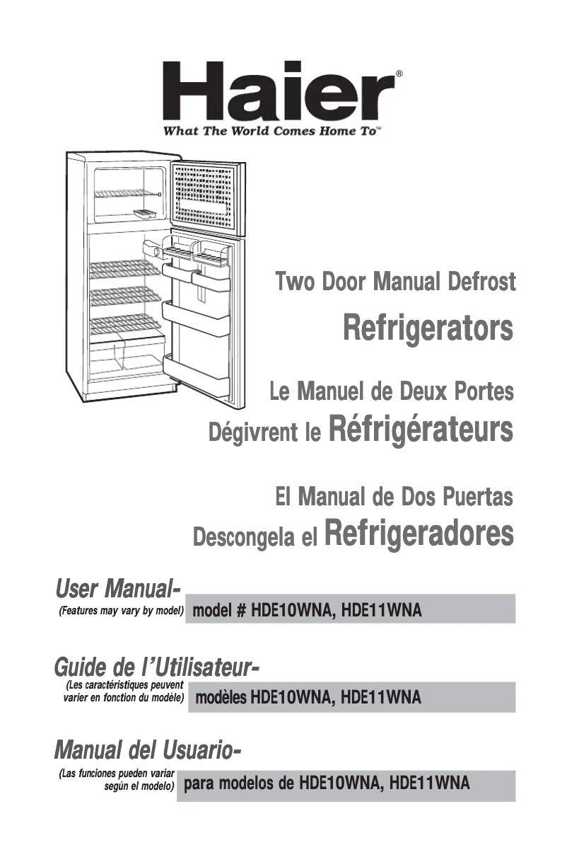Page n°1 - Manuel utilisateur Haier HDE10WNAWW