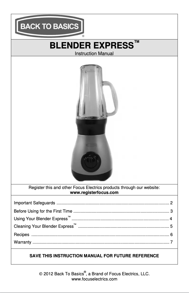 Page n°1 - Manuel utilisateur Focus Electrics BPE3BRAUS