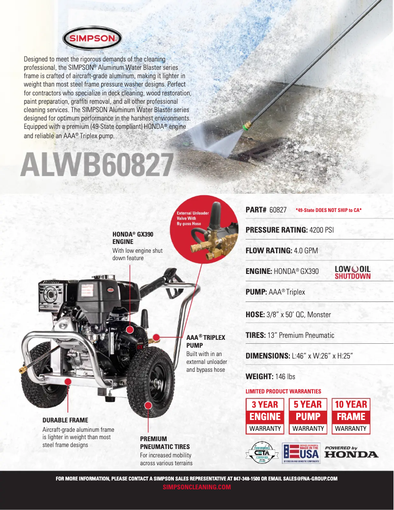 Page 1 de la notice Fiche technique Simpson ALWB60827-S