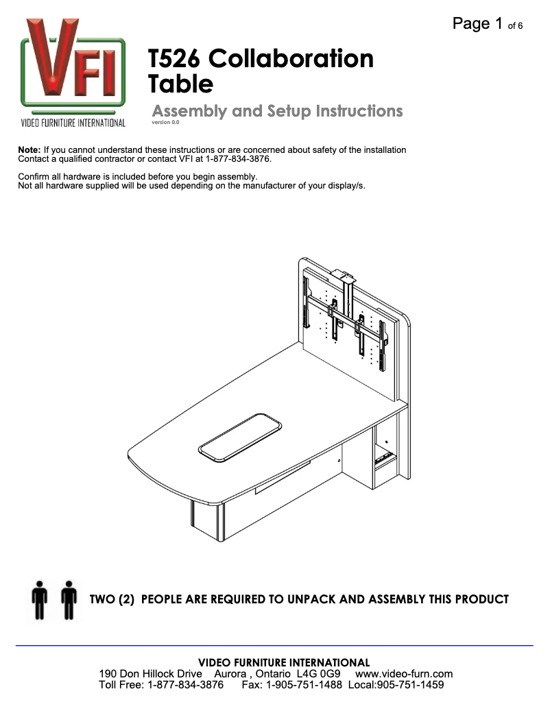 Page 1 de la notice Manuel utilisateur VFI T526