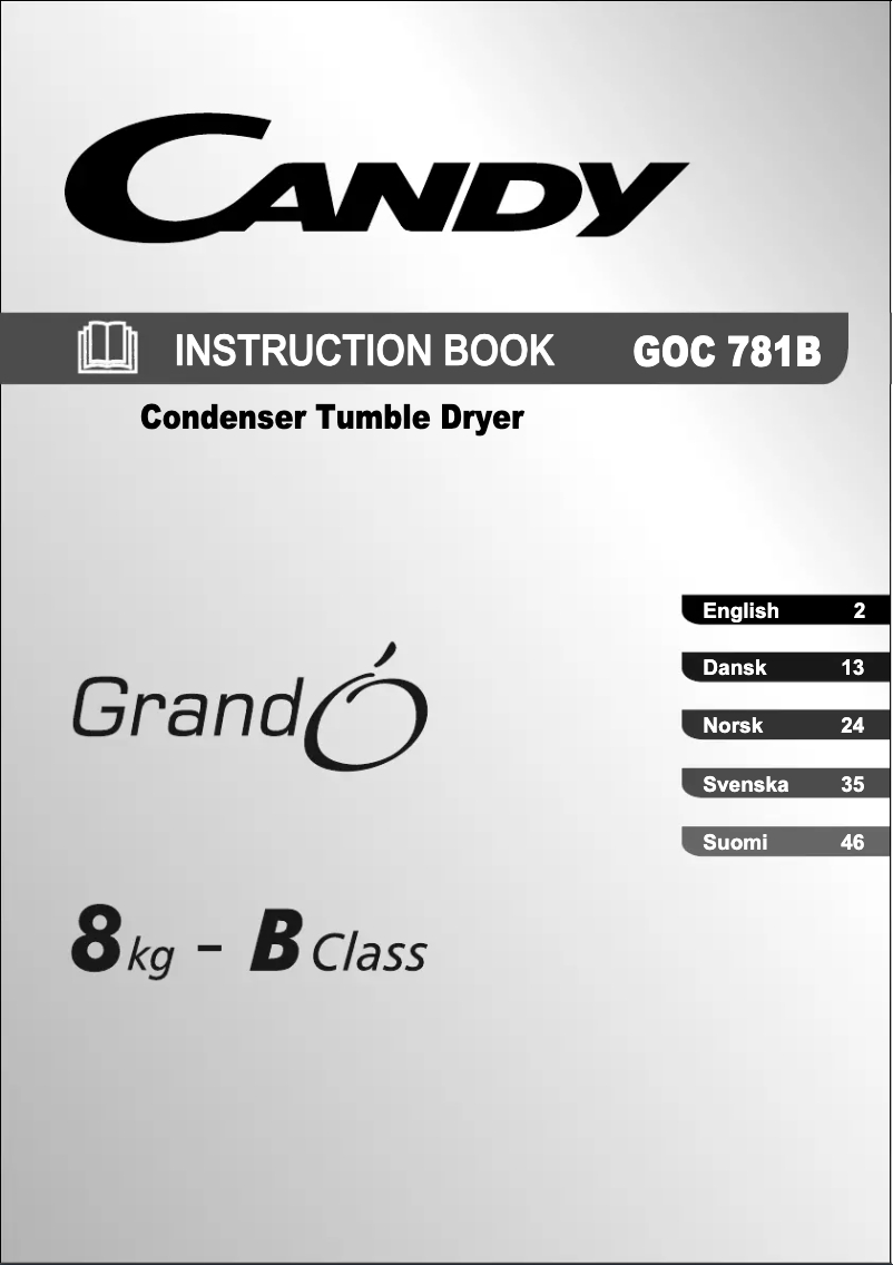 Page 1 de la notice Manuel utilisateur Candy GOC 781 B