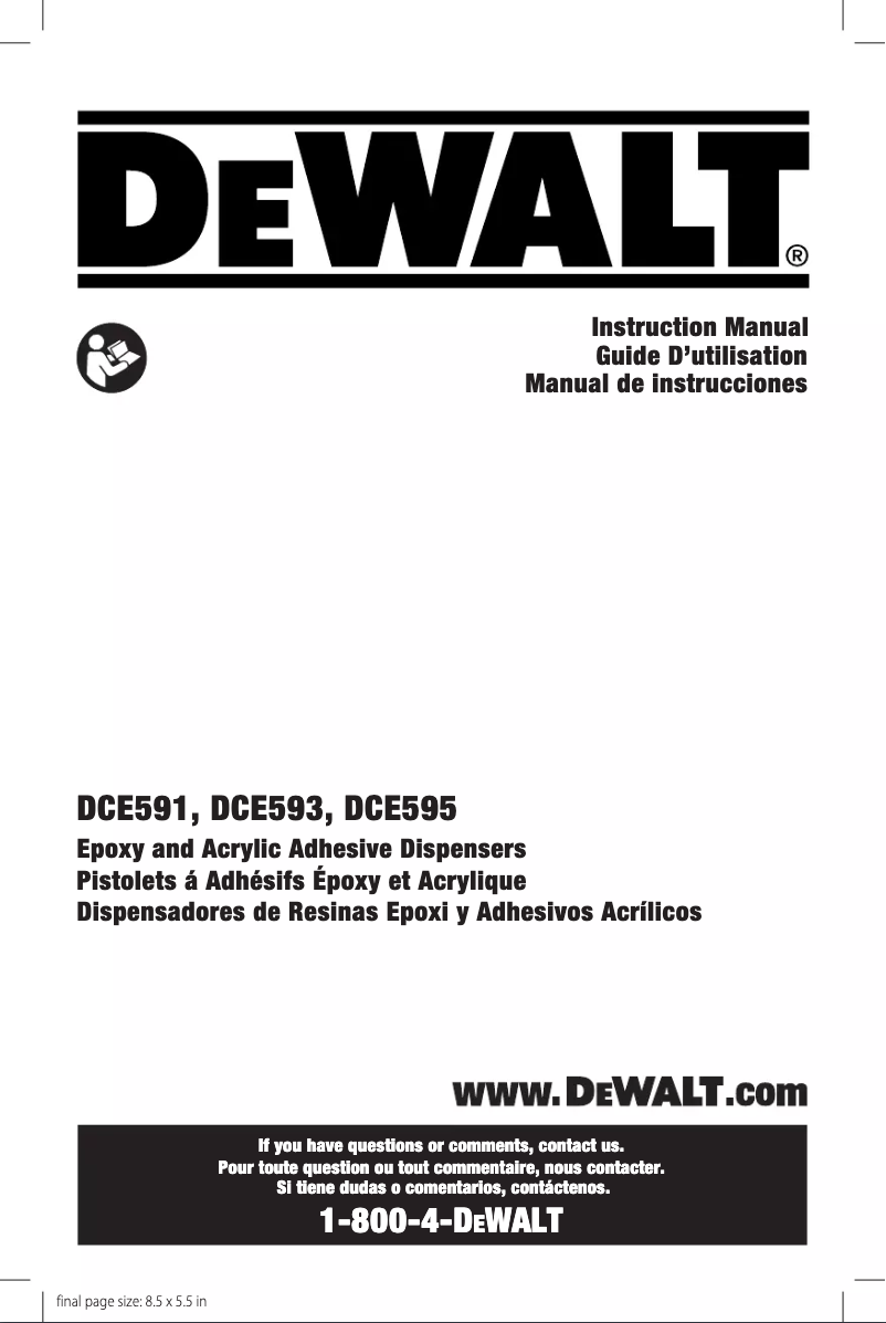 Page 1 de la notice Manuel utilisateur DeWalt DCE595D1