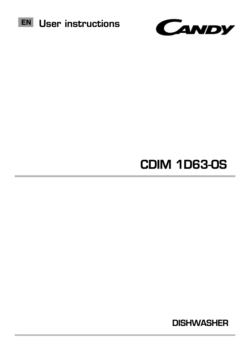 Page 1 de la notice Manuel utilisateur Candy CDIM 1D63-OS